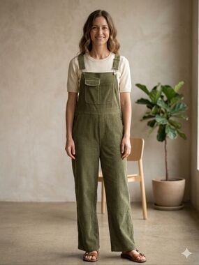 Olive Green Corduroy Overalls